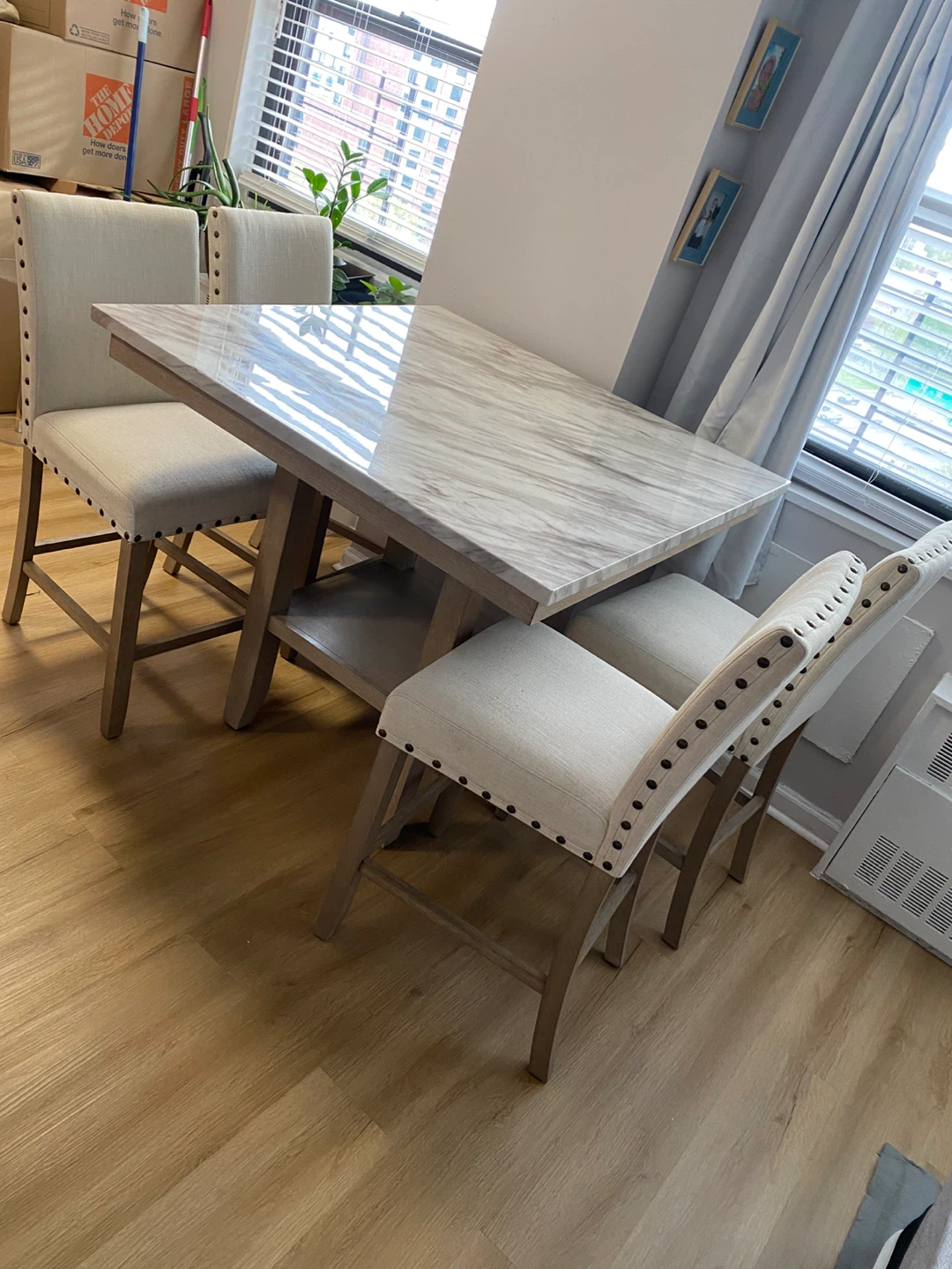 Marble Top Counter Height Table with 4 Chairs - photo 2