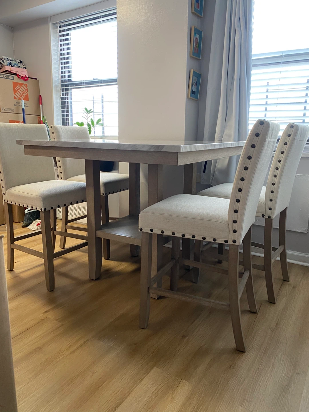 Marble Top Counter Height Table with 4 Chairs - photo 3