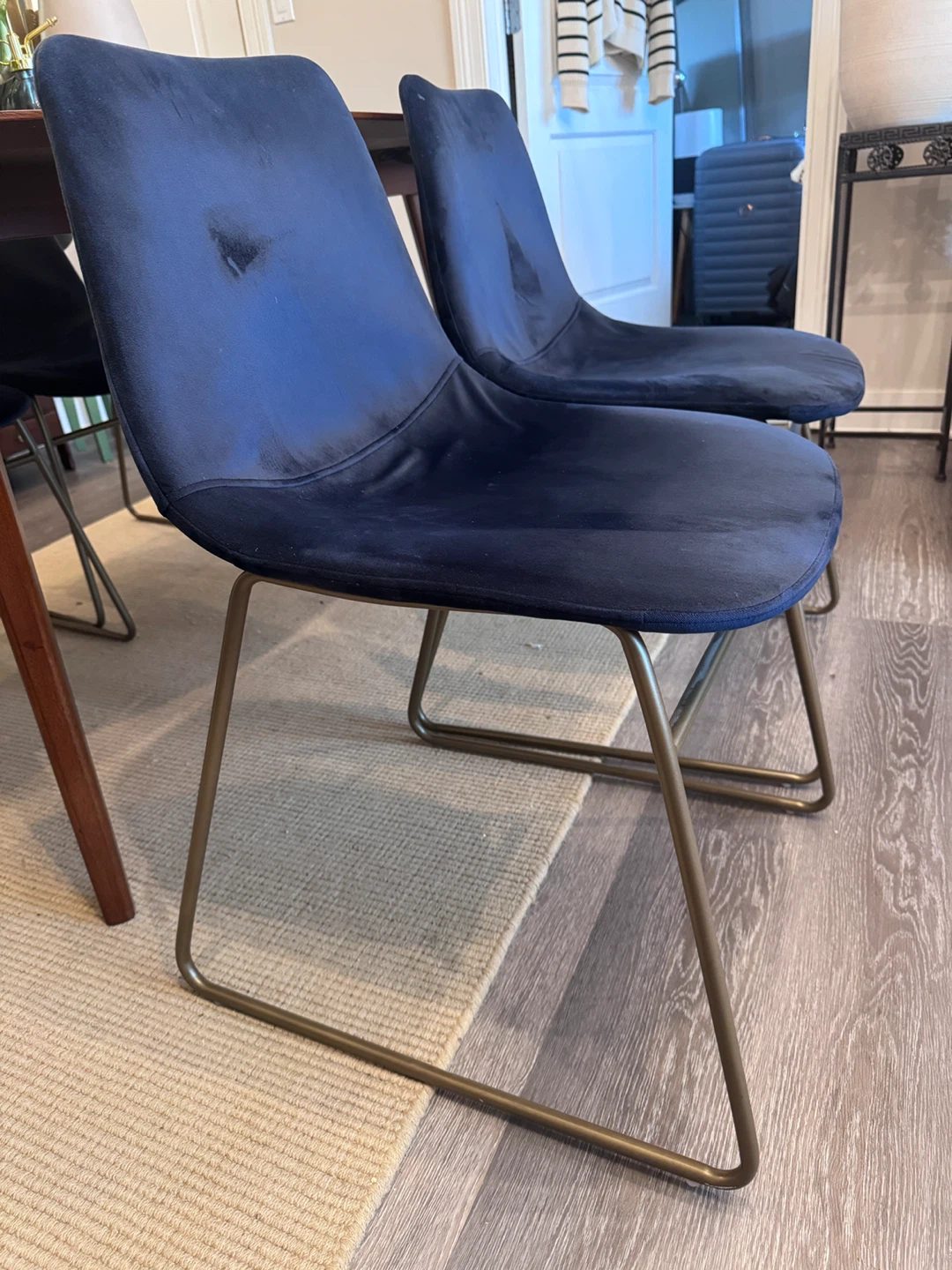 Set of 4 Navy Blue Velvet Dining Chairs - photo 5