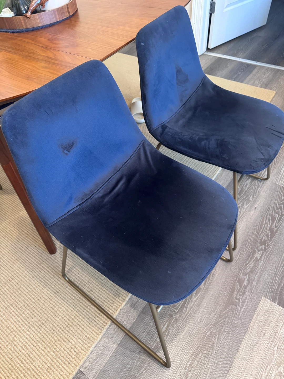 Set of 4 Navy Blue Velvet Dining Chairs - photo 3