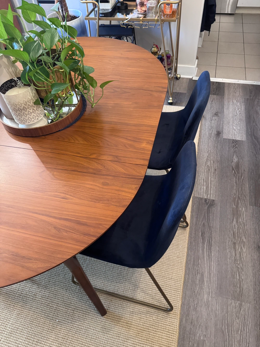 Set of 4 Navy Blue Velvet Dining Chairs - photo 2