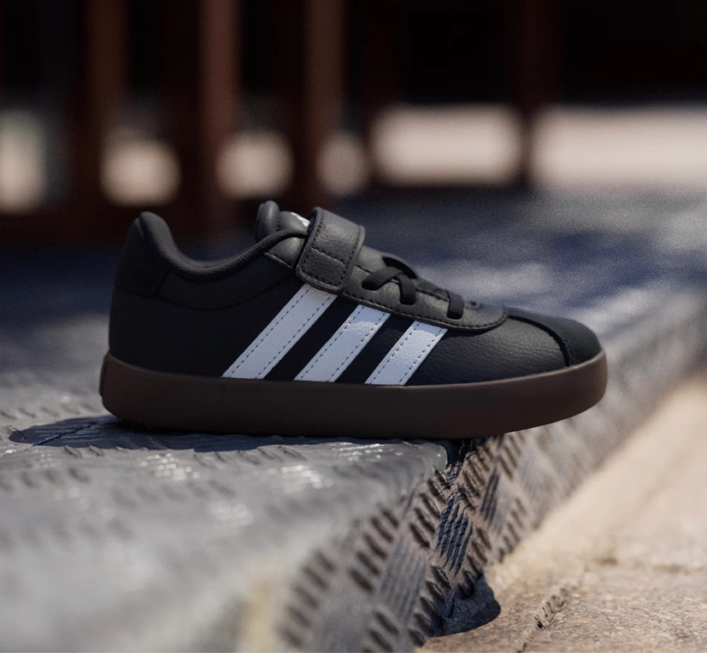 Adidas VL Court 3.0 EL C Kids Shoes Black White Gum Size 13K - photo 2