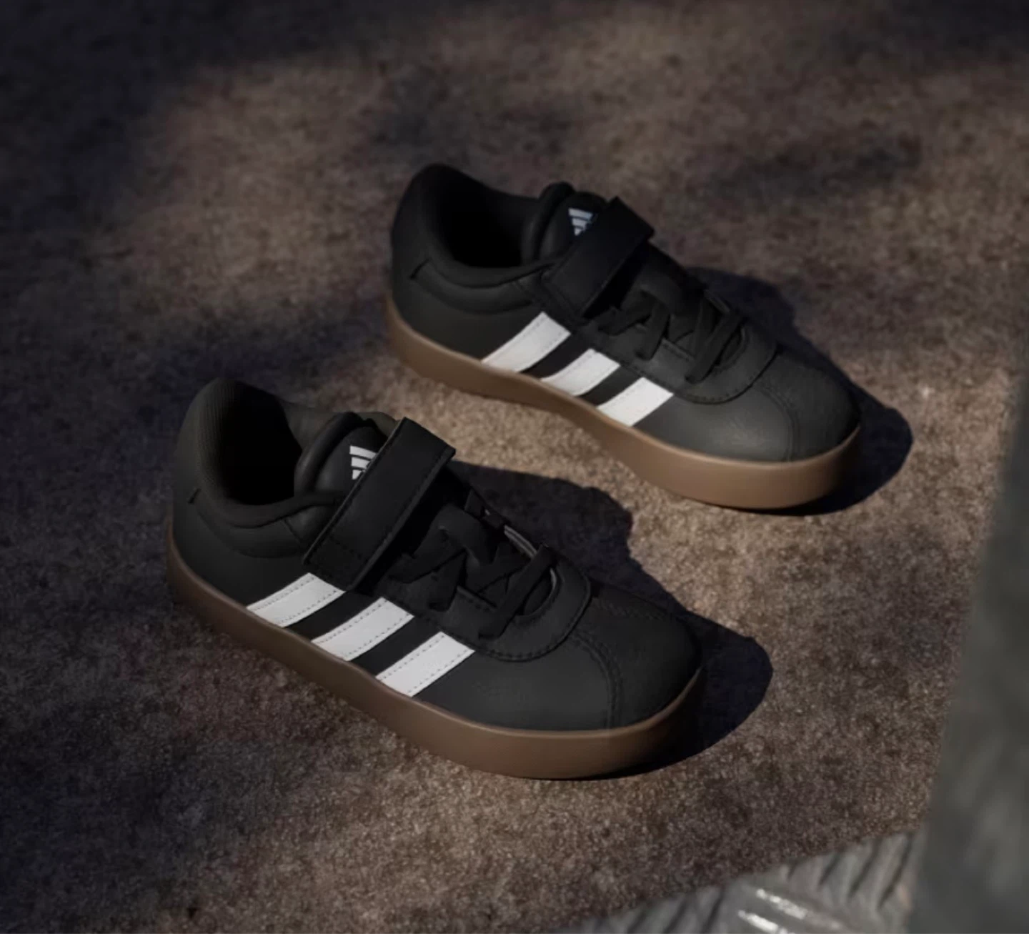 Adidas VL Court 3.0 EL C Kids Shoes Black White Gum Size 13K