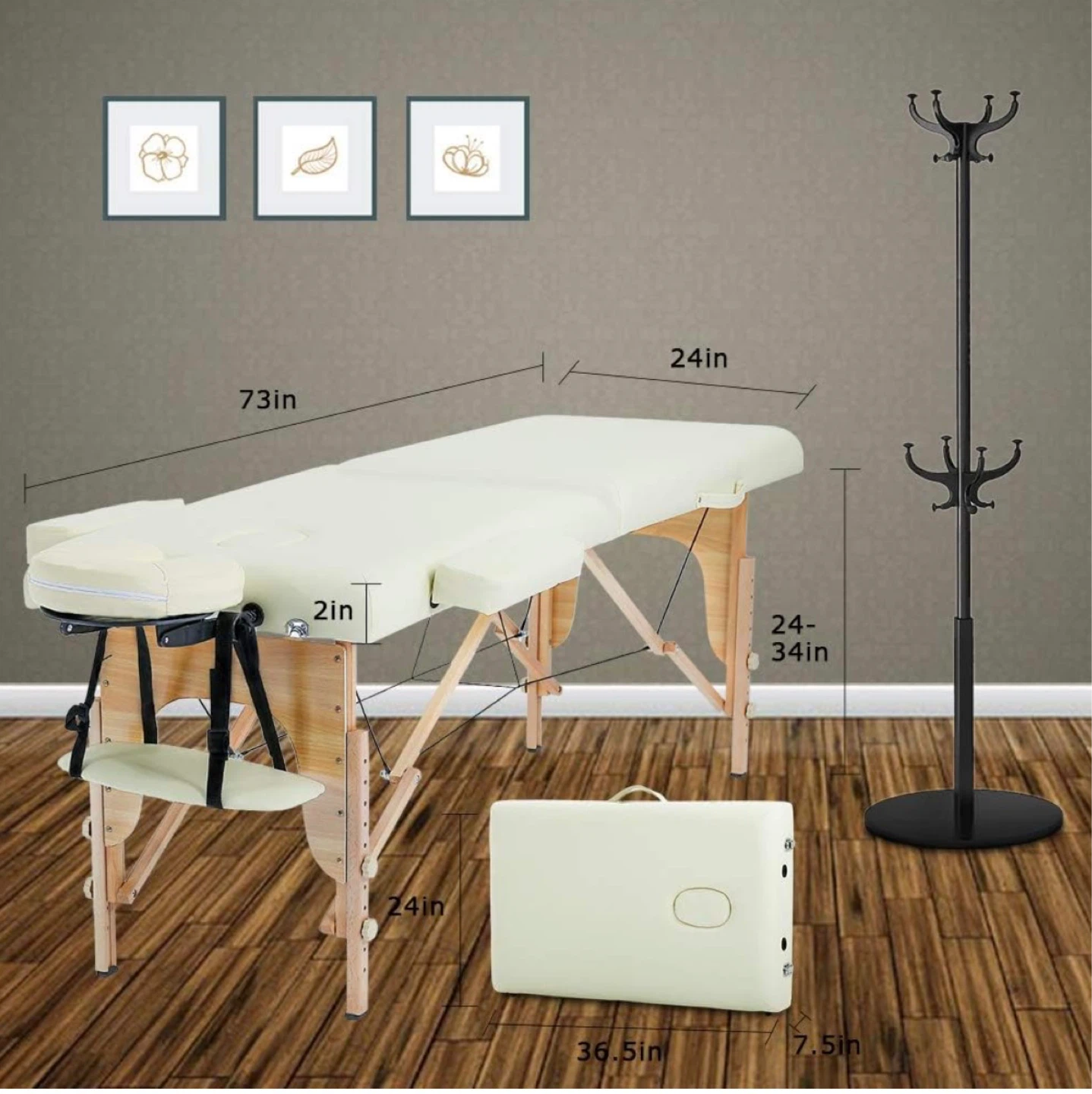 Portable Massage Table with Face Cradle and Adjustable Height - photo 2