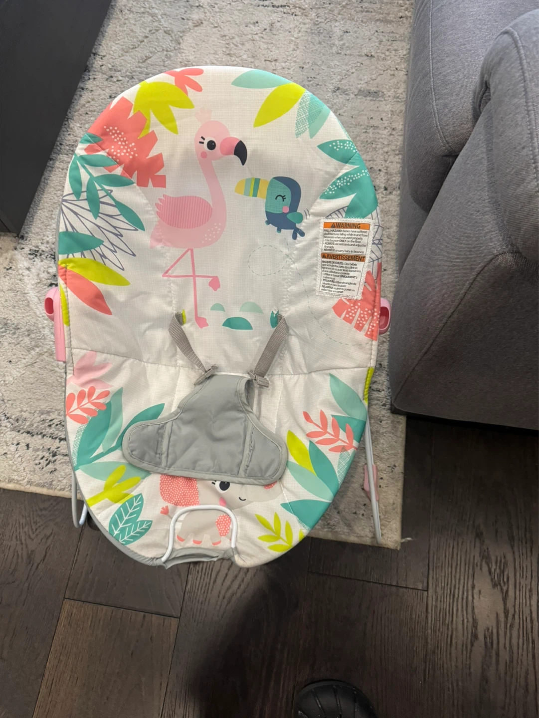 Baby Bouncer with Flamingo Print