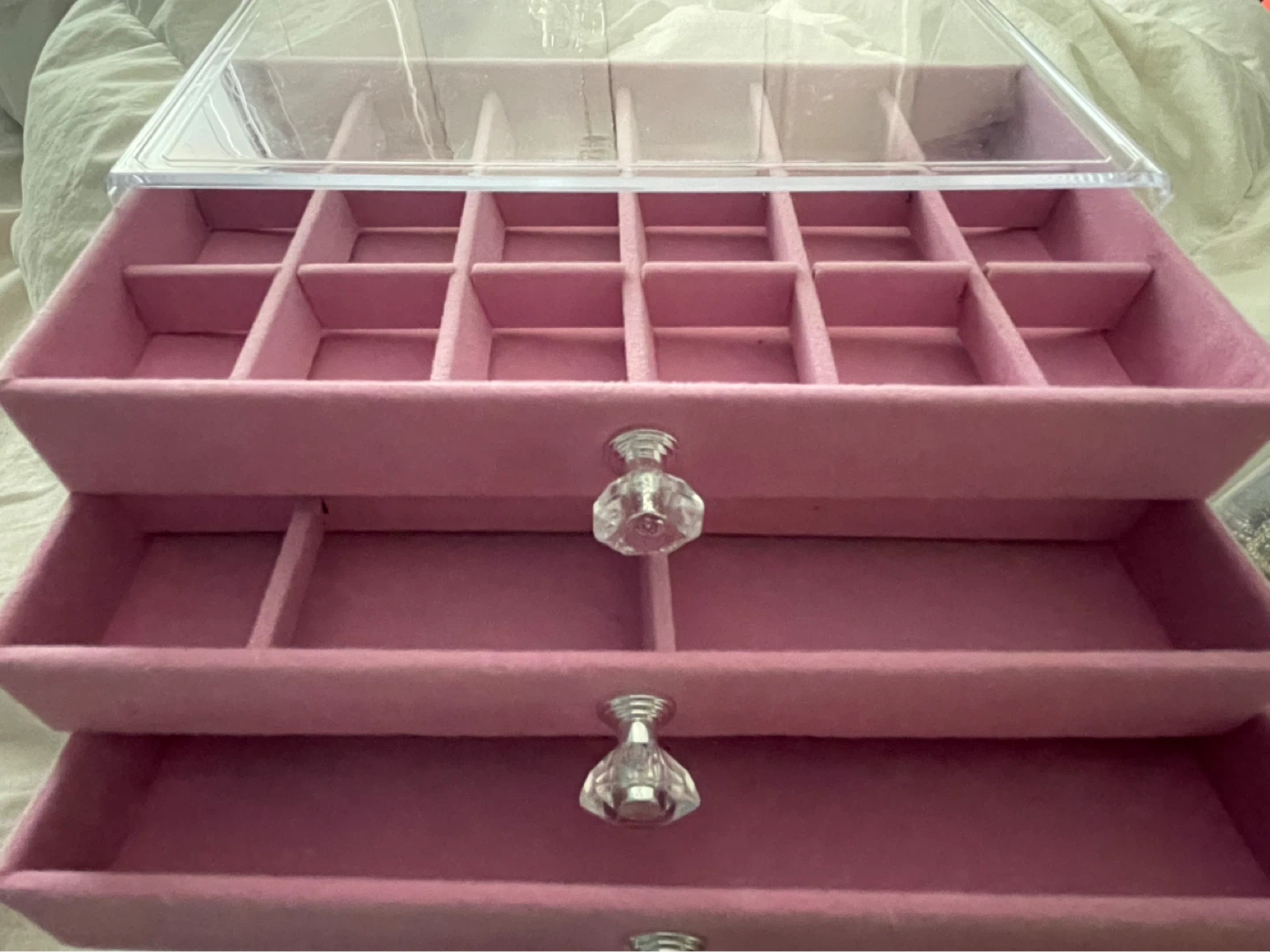 Pink 3-Drawer Jewelry Organizer Box with Compartments - photo 5