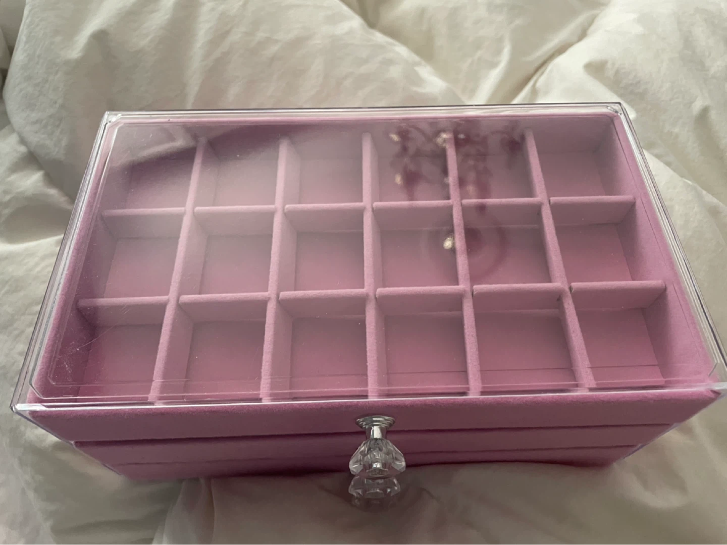 Pink 3-Drawer Jewelry Organizer Box with Compartments