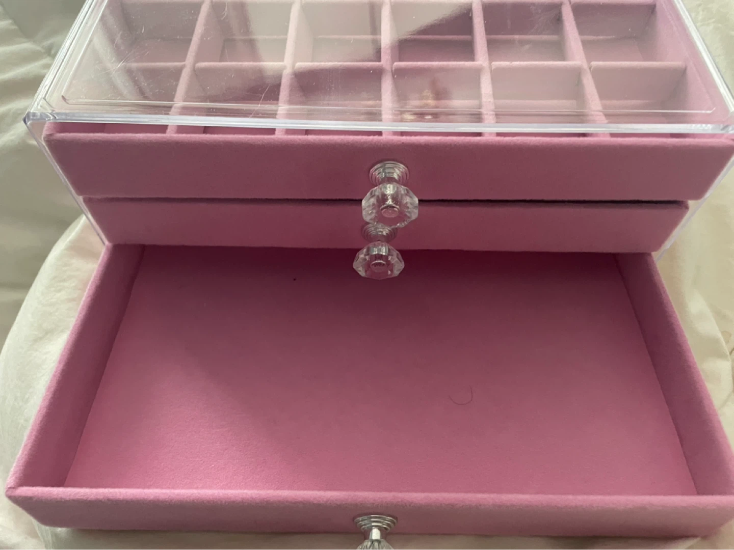 Pink 3-Drawer Jewelry Organizer Box with Compartments - photo 2