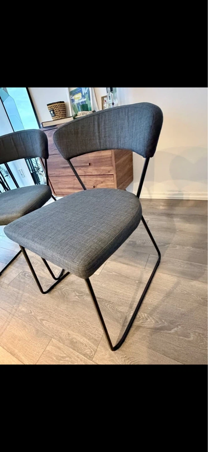 Set of 2 Grey Fabric Dining Chairs