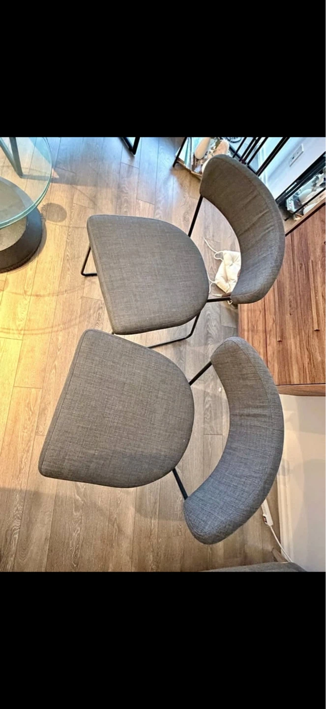 Set of 2 Grey Fabric Dining Chairs - photo 2