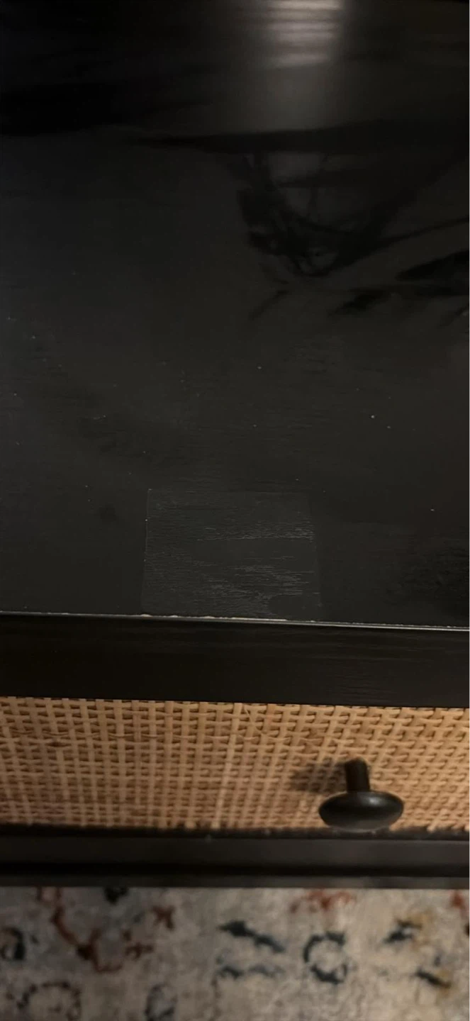 Black Coffee Table with Rattan Drawer and Storage - photo 3