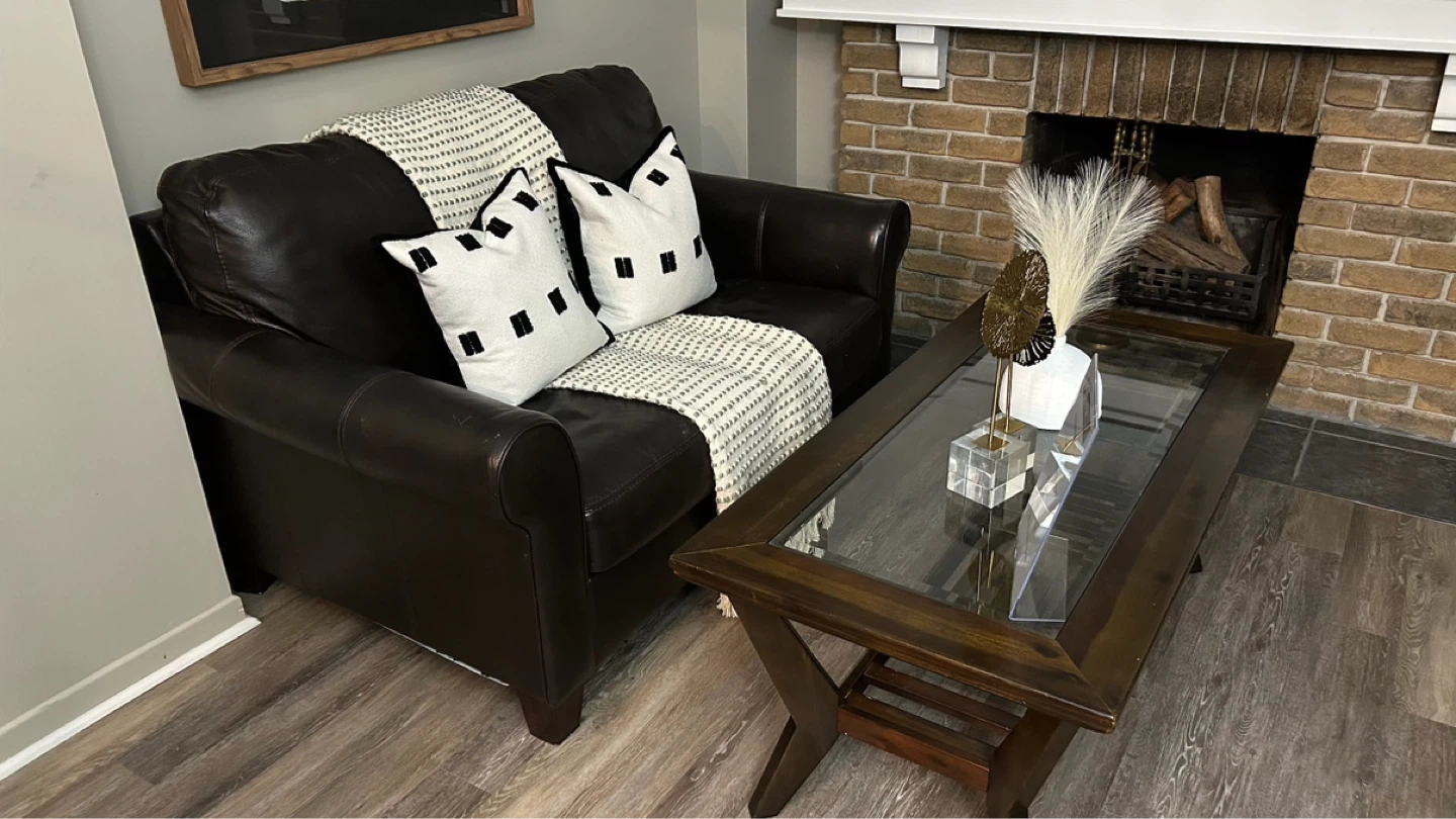 Ashley Brown Leather Loveseat