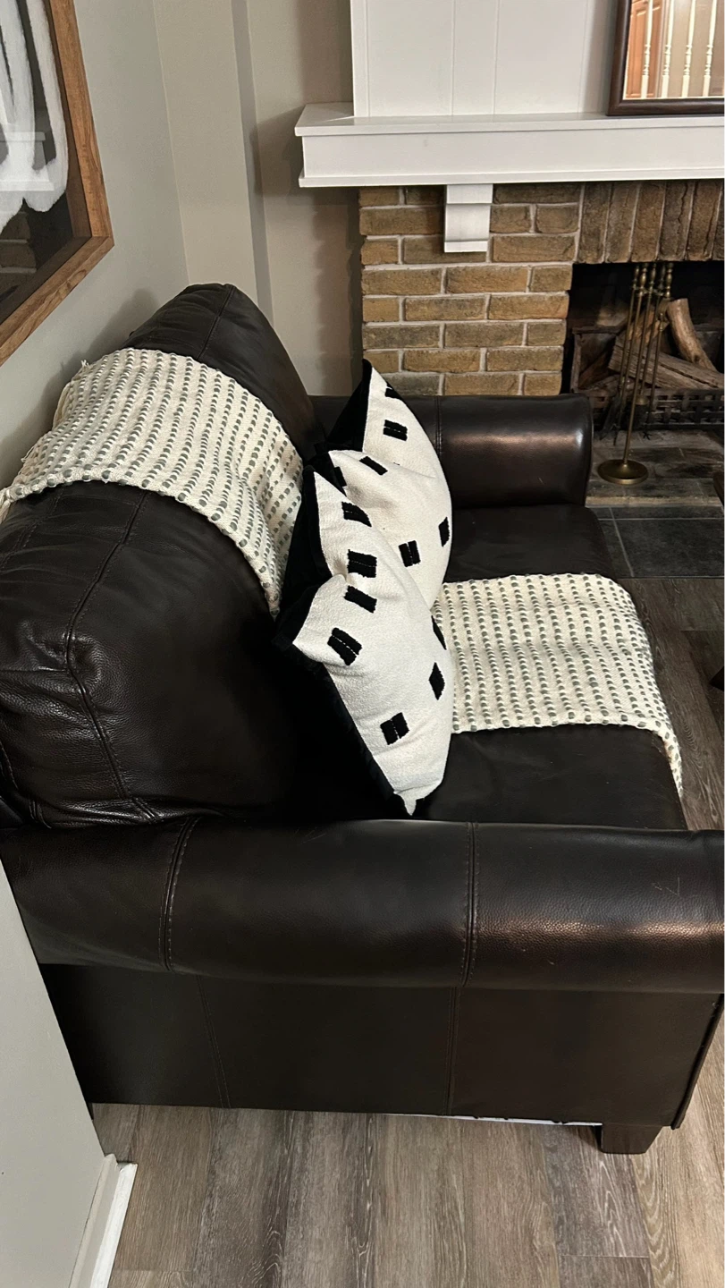 Ashley Brown Leather Loveseat - photo 4