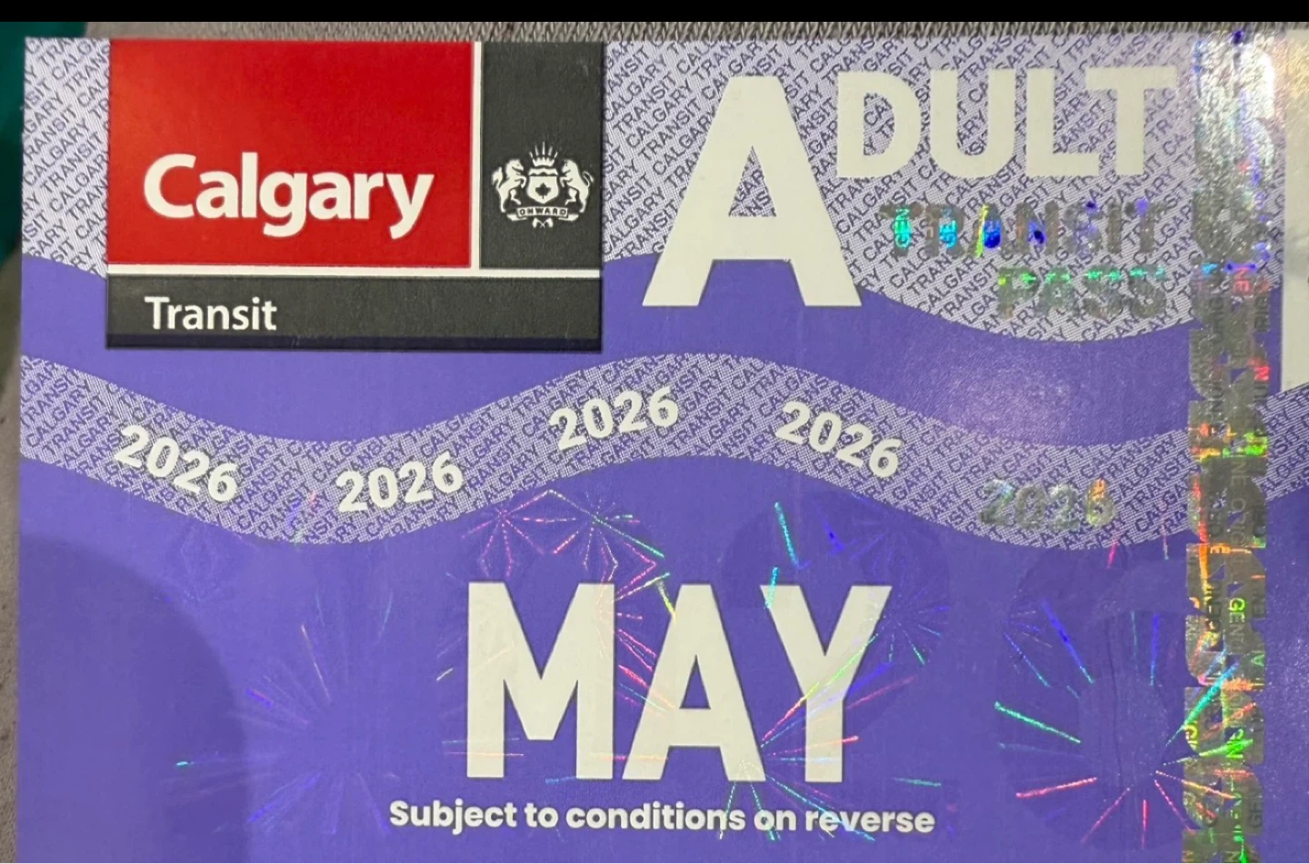 Calgary Transit Adult Monthly Pass - May 2026