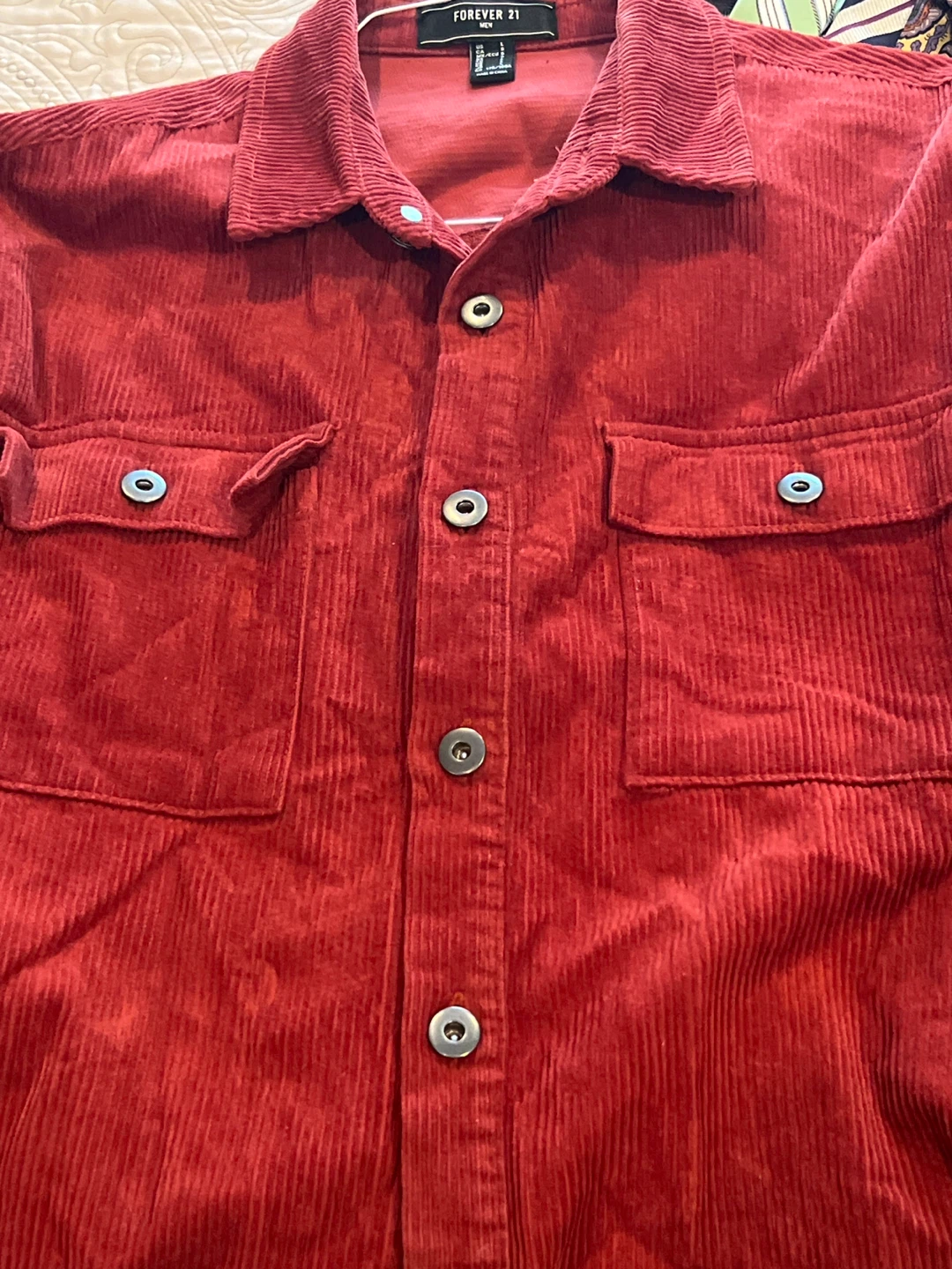 Forever 21 Men's Red Corduroy Button-Up Shirt Jacket - Size L - photo 2