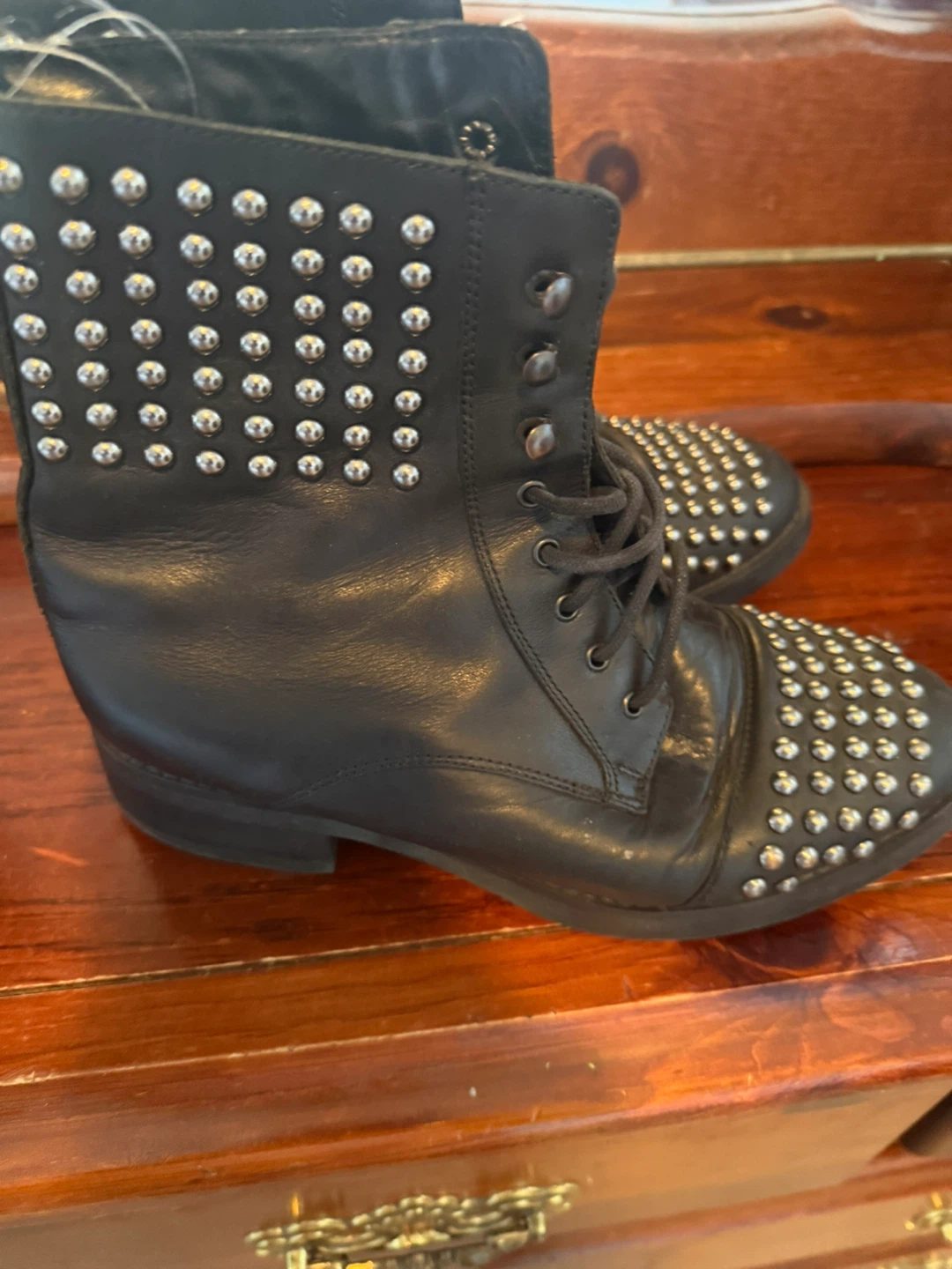 Black Studded Combat Boots - photo 3