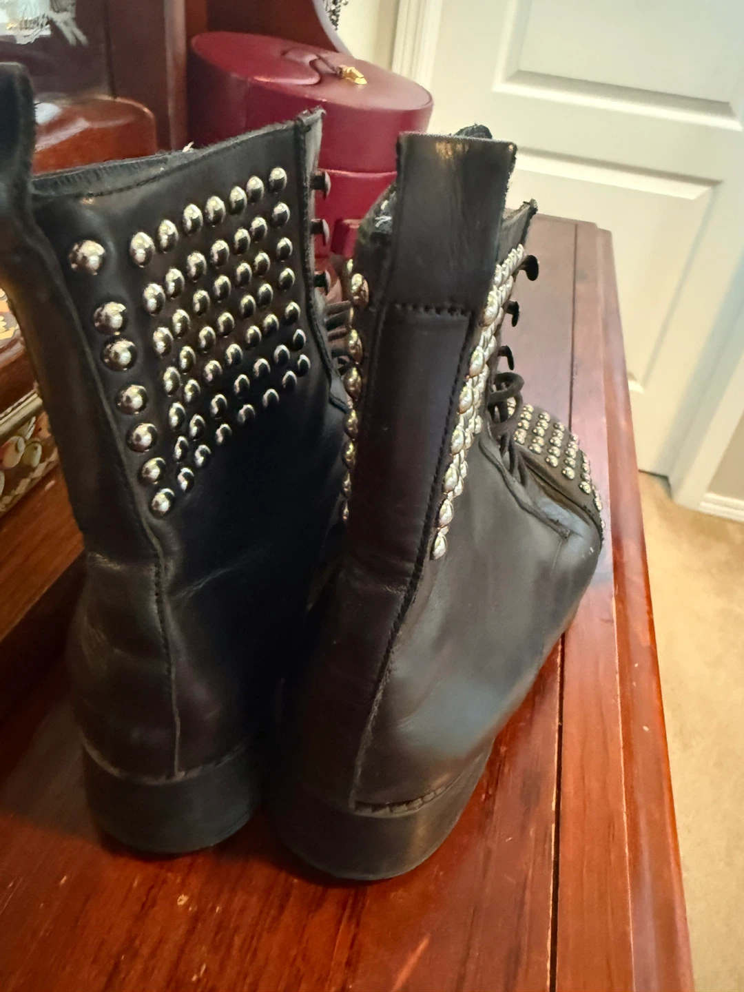 Black Studded Combat Boots - photo 2