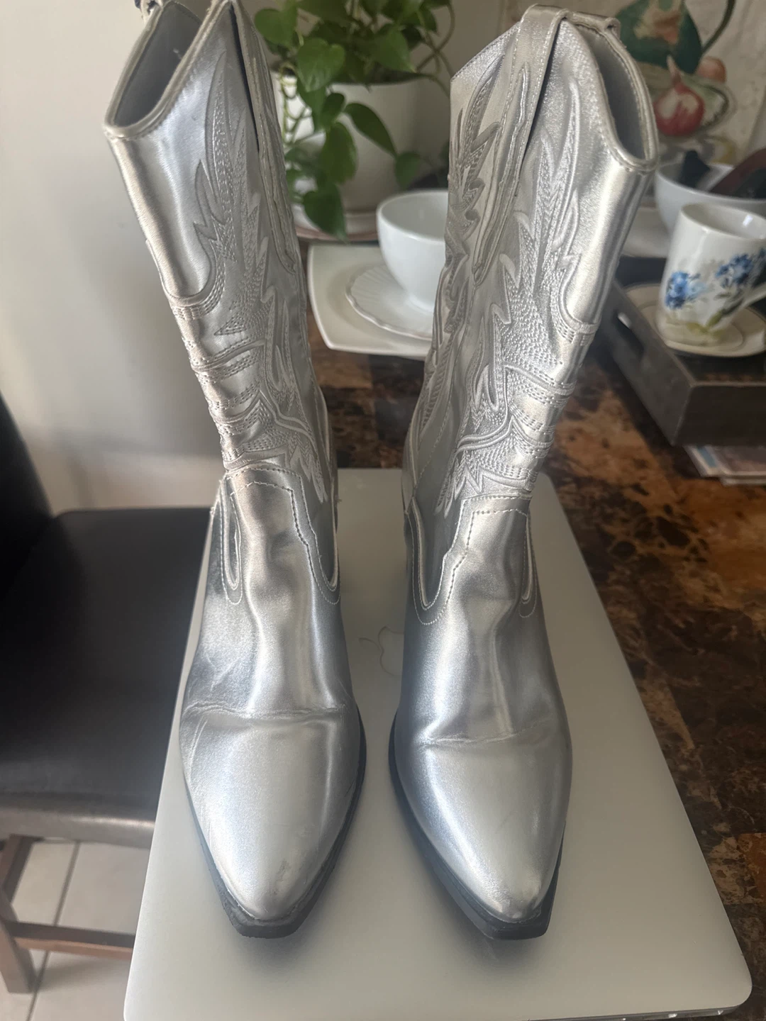 Silver Western Cowboy Boots
