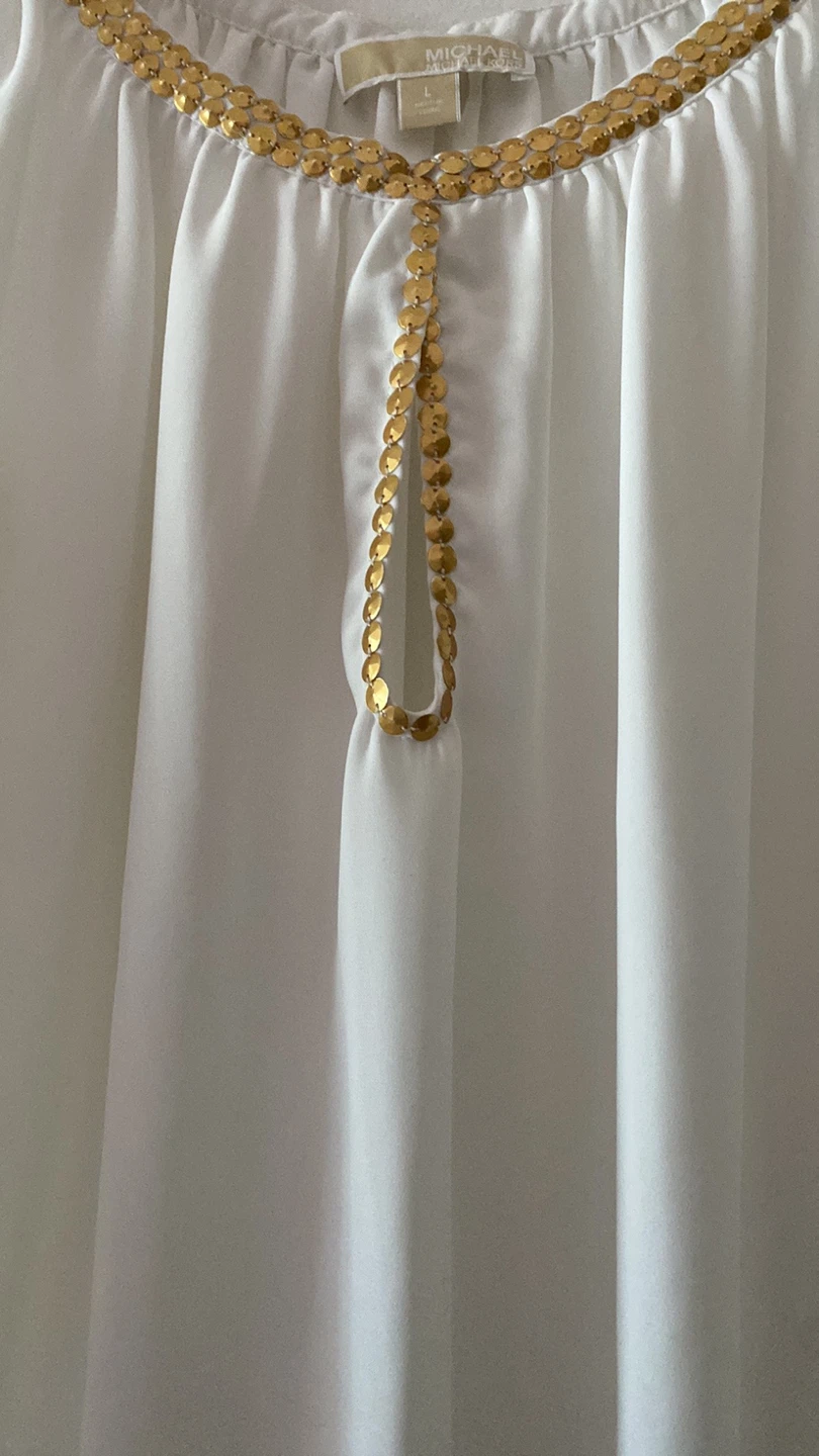 Michael Kors White Blouse with Gold Sequins - Size L - photo 3