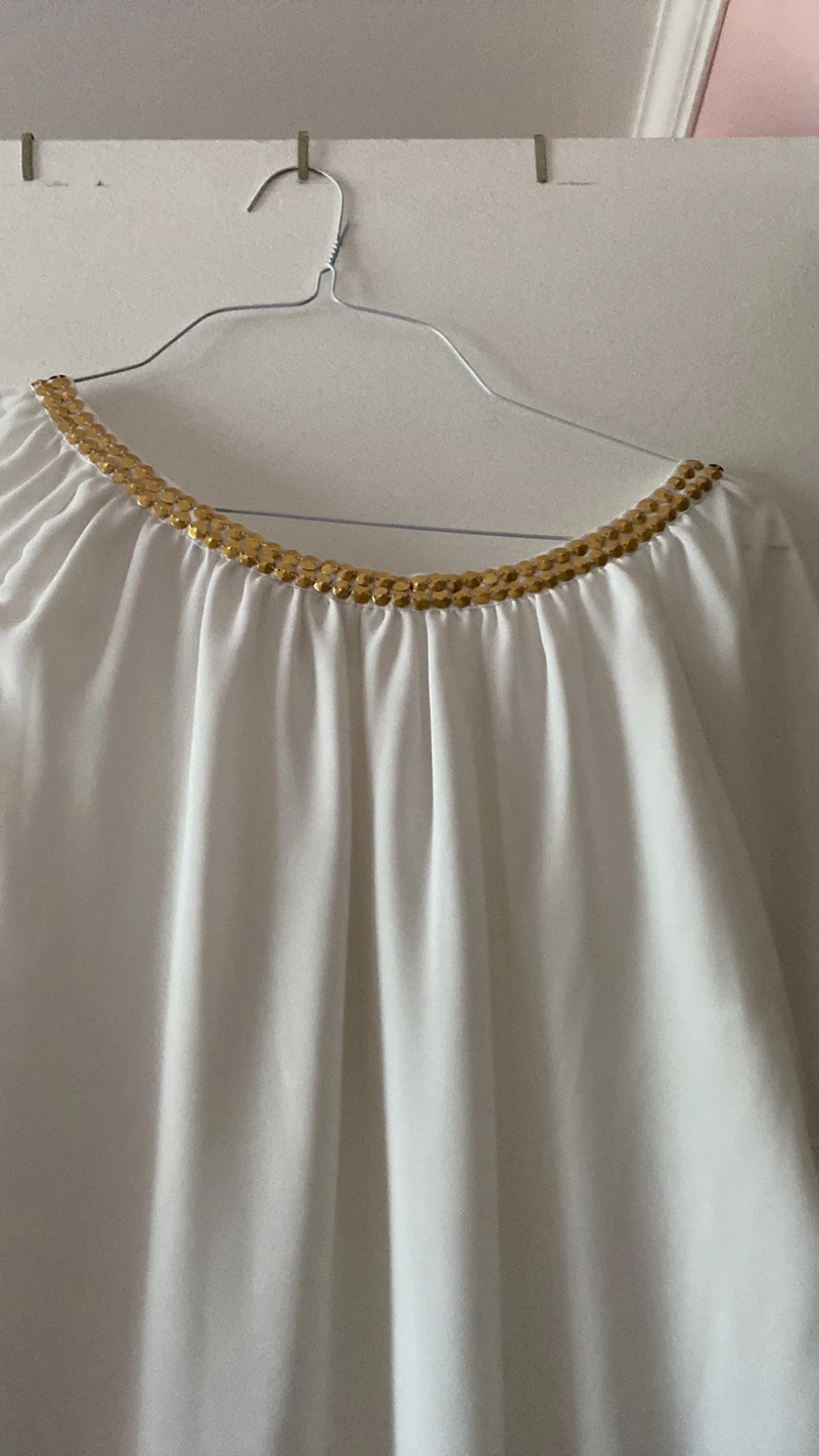 Michael Kors White Blouse with Gold Sequins - Size L