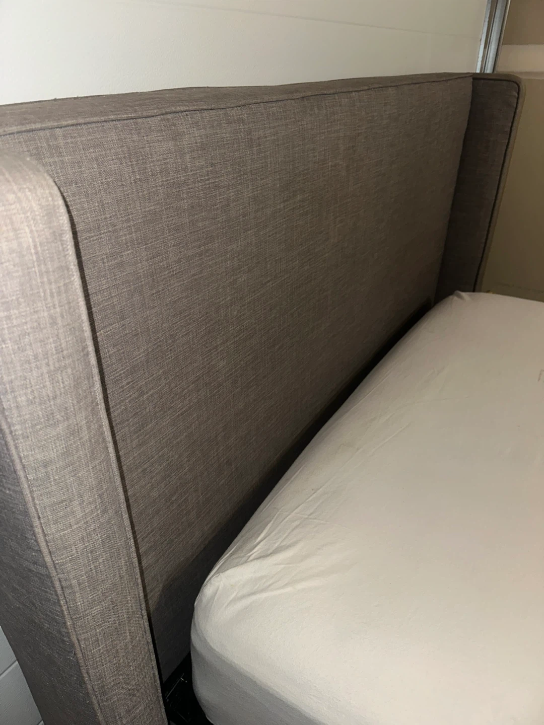 QUEEN SIZE GREY UPHOLSTERED BED FRAME + MATTRESS - photo 4