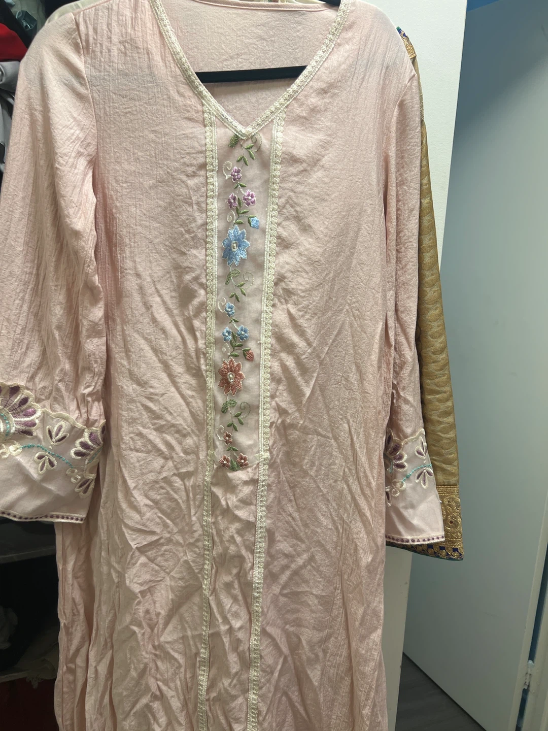 Shein Kaftan Dress - Beige and Pink Embroidered - photo 2