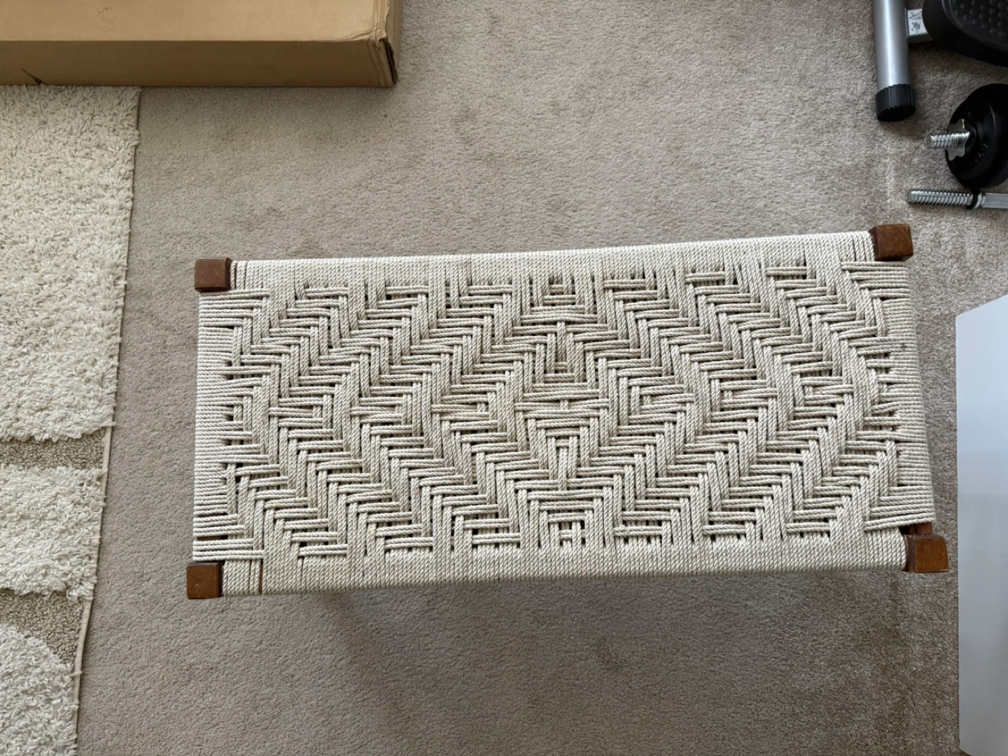 Woven Top Stool with Wooden Frame