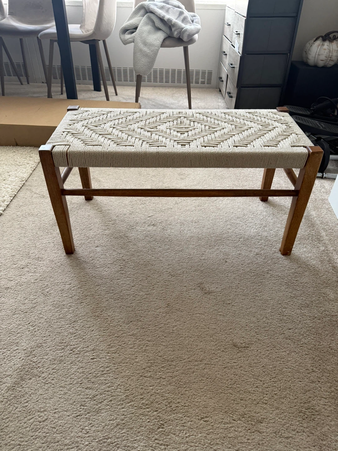 Woven Top Stool with Wooden Frame - photo 2