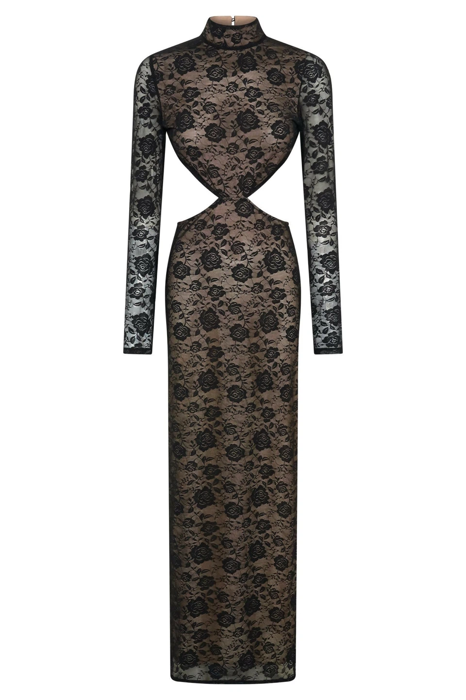 Meshki Callista Lace Long Sleeve Black Lace Cutout Maxi Dress - photo 2