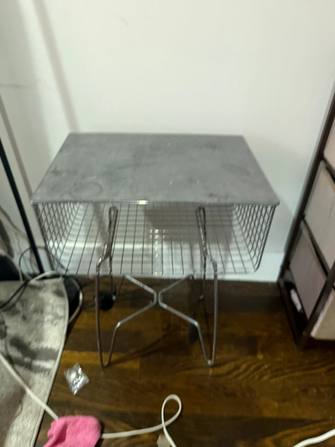 Metal wire basket side table