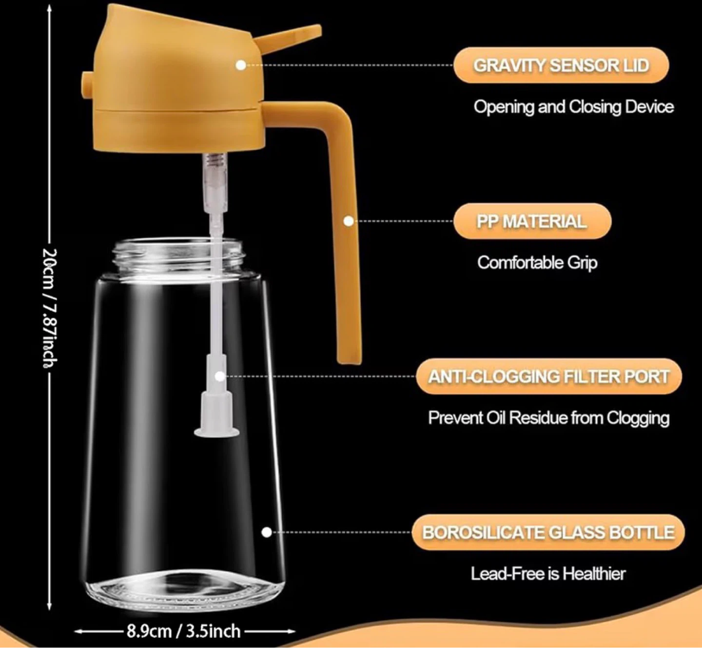 Oil Pouring & Spray Bottle with Handle 600ml - photo 3