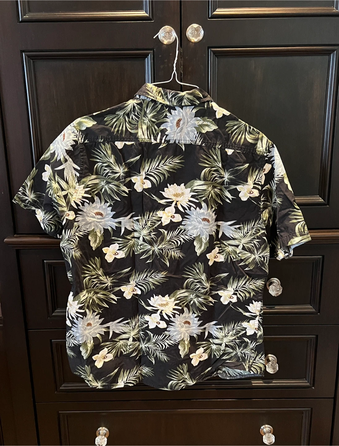 Short Sleeve Button Down Shirt - Black Floral - XL - photo 2