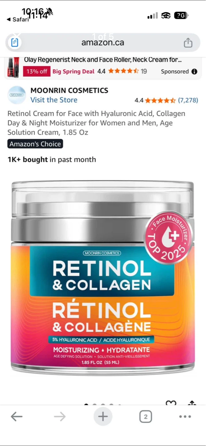 MOONRIN COSMETICS Retinol & Collagen Cream w/ Hyaluronic Acid