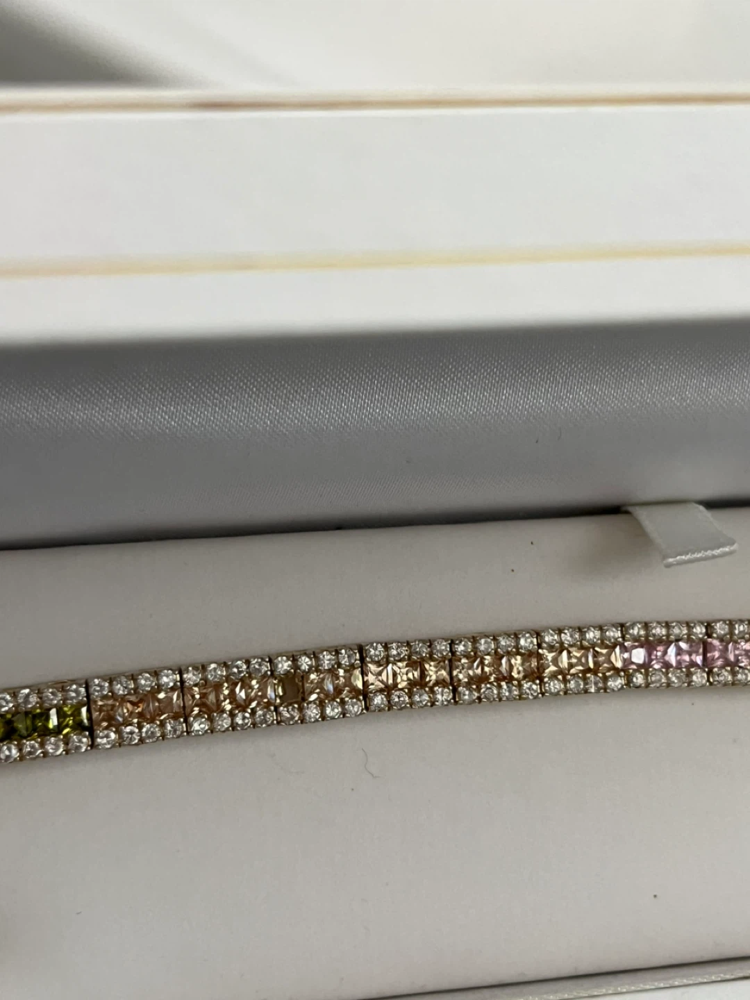 925 Sterling Silver Gold Plated Gemstone Tennis Bracelet - photo 2