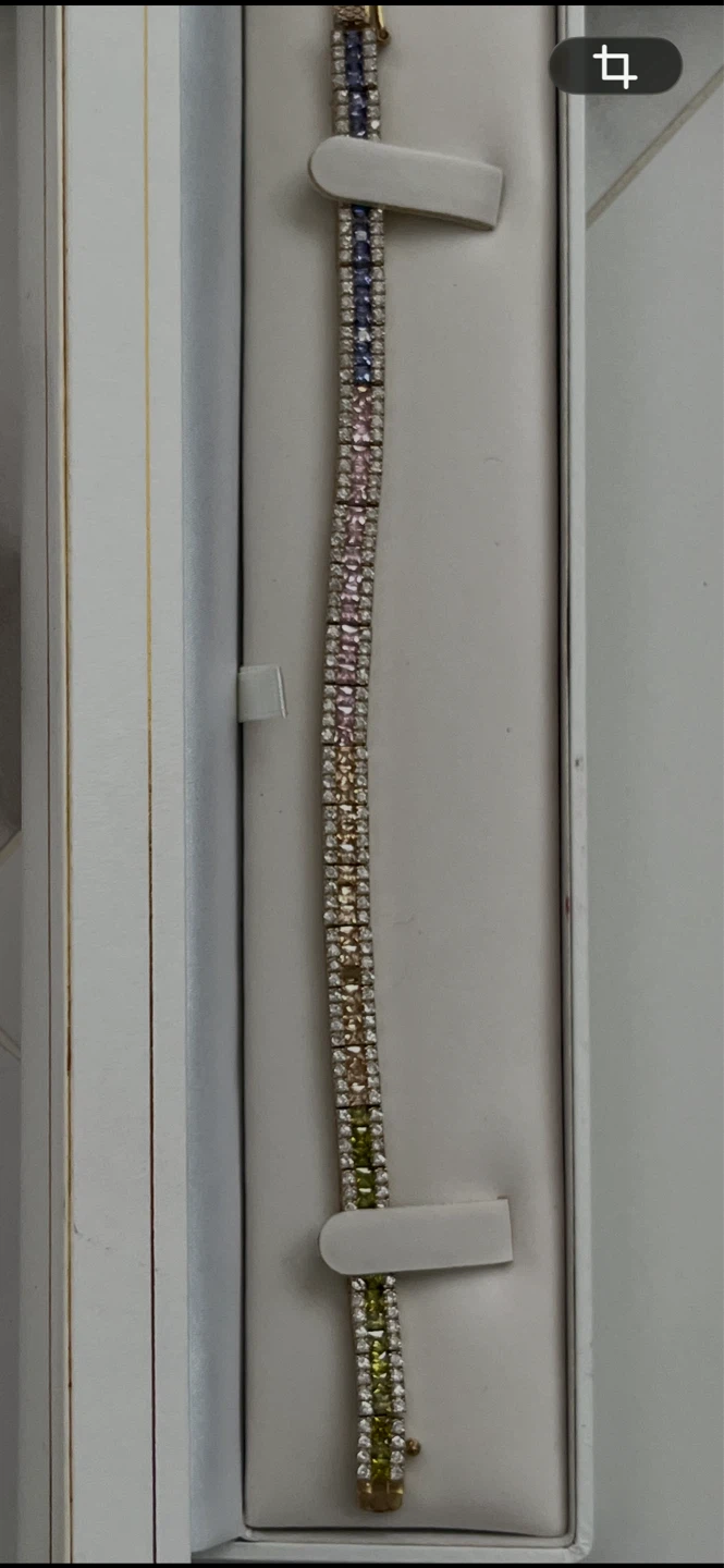 925 Sterling Silver Gold Plated Gemstone Tennis Bracelet