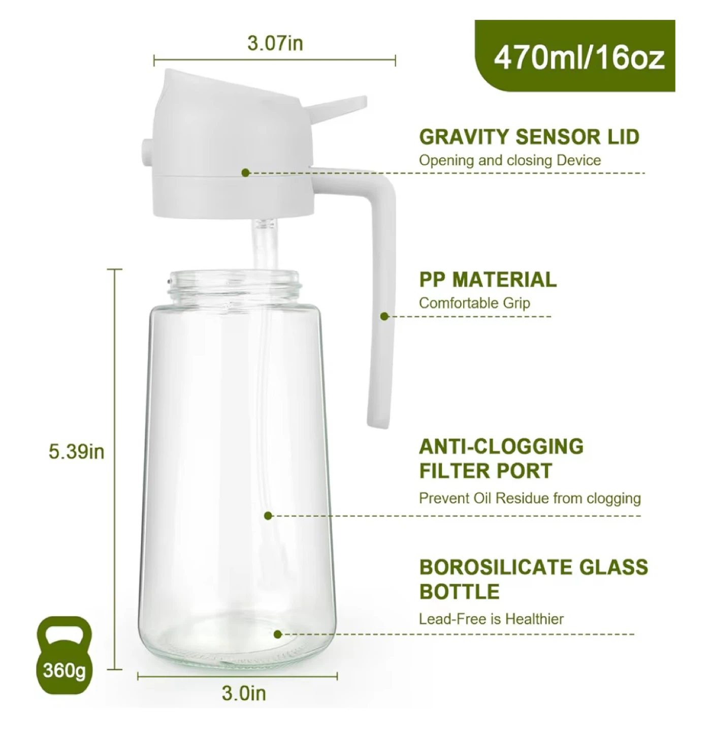 2-in-1 Oil Dispenser and Sprayer - 470ml