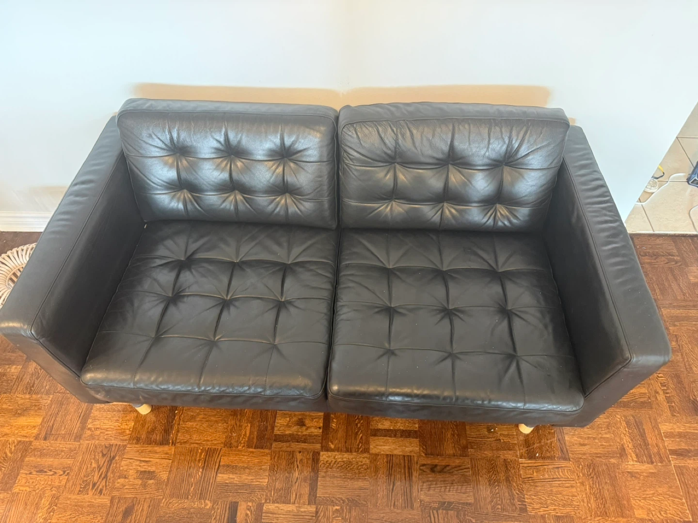 Black Leather IKEA Loveseat Sofa - photo 5