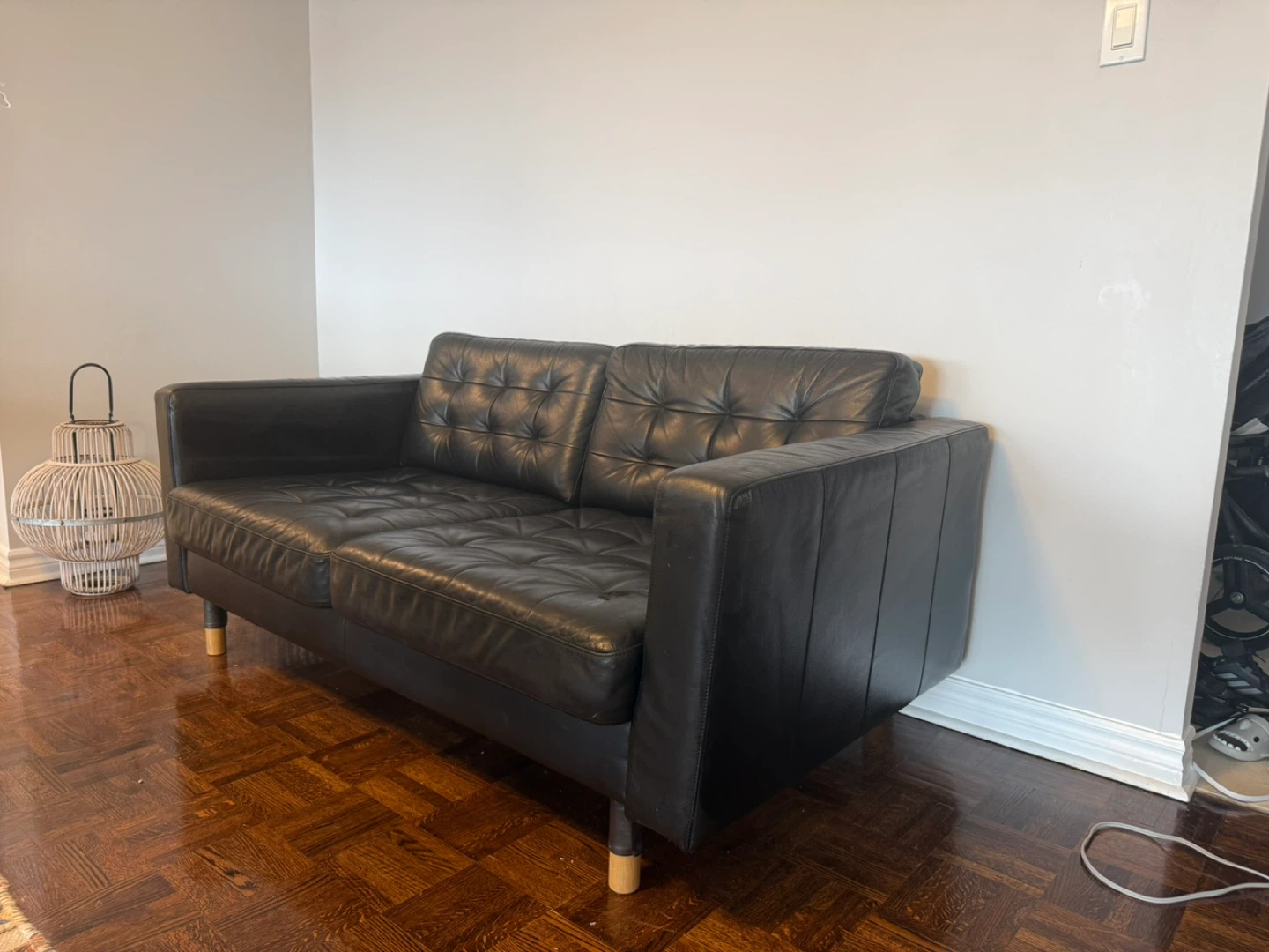 Black Leather IKEA Loveseat Sofa - photo 2