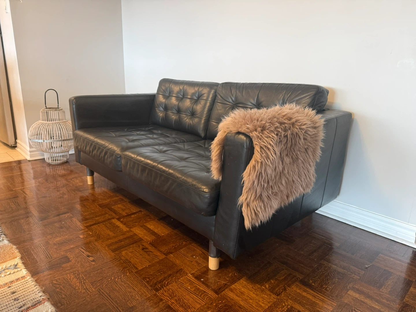 Black Leather IKEA Loveseat Sofa - photo 3