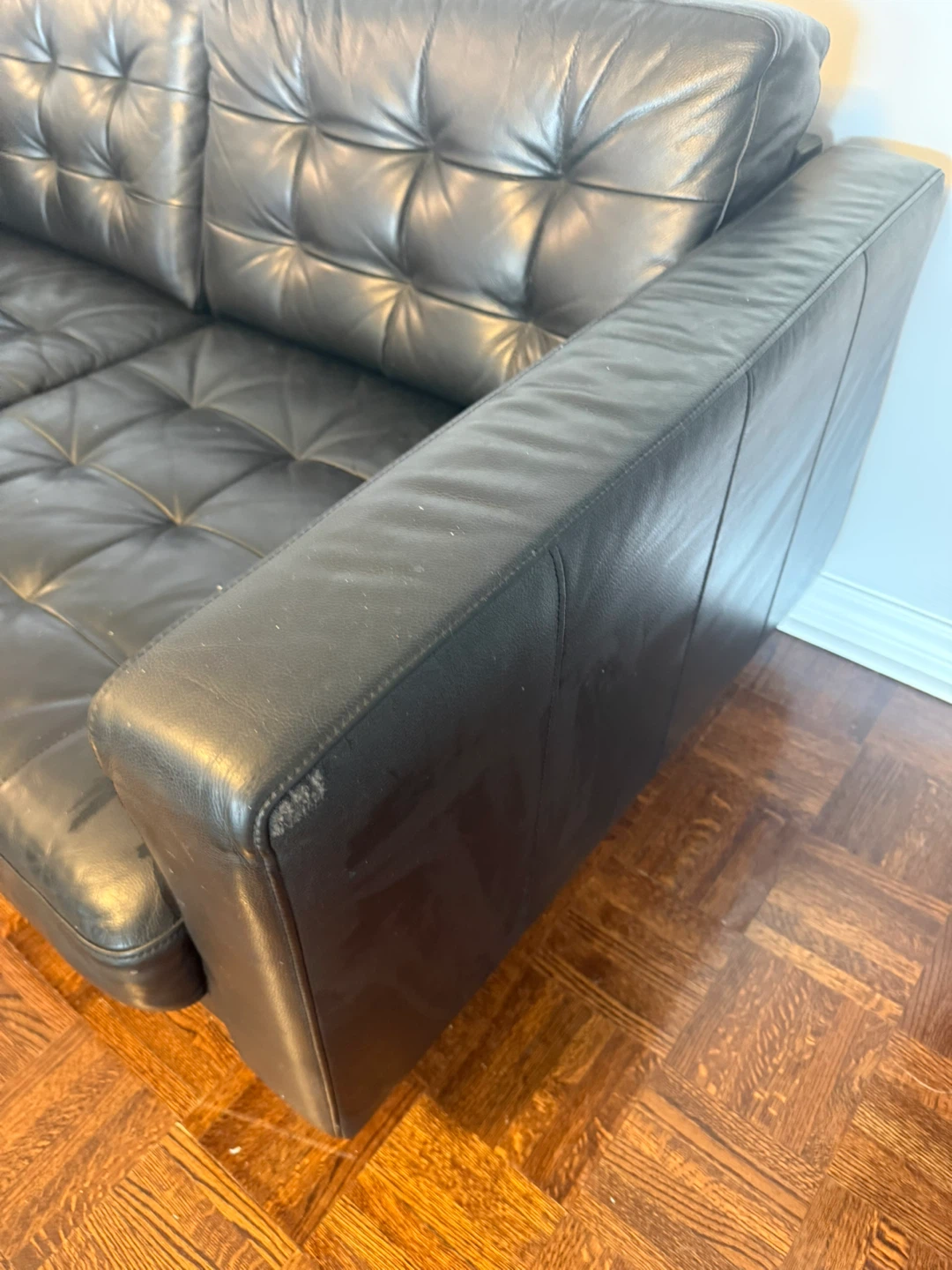 Black Leather IKEA Loveseat Sofa - photo 4