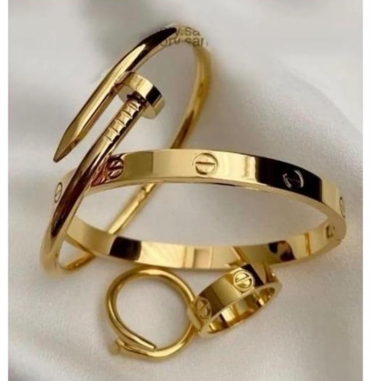 Gold Tone Bracelet and Ring Set
