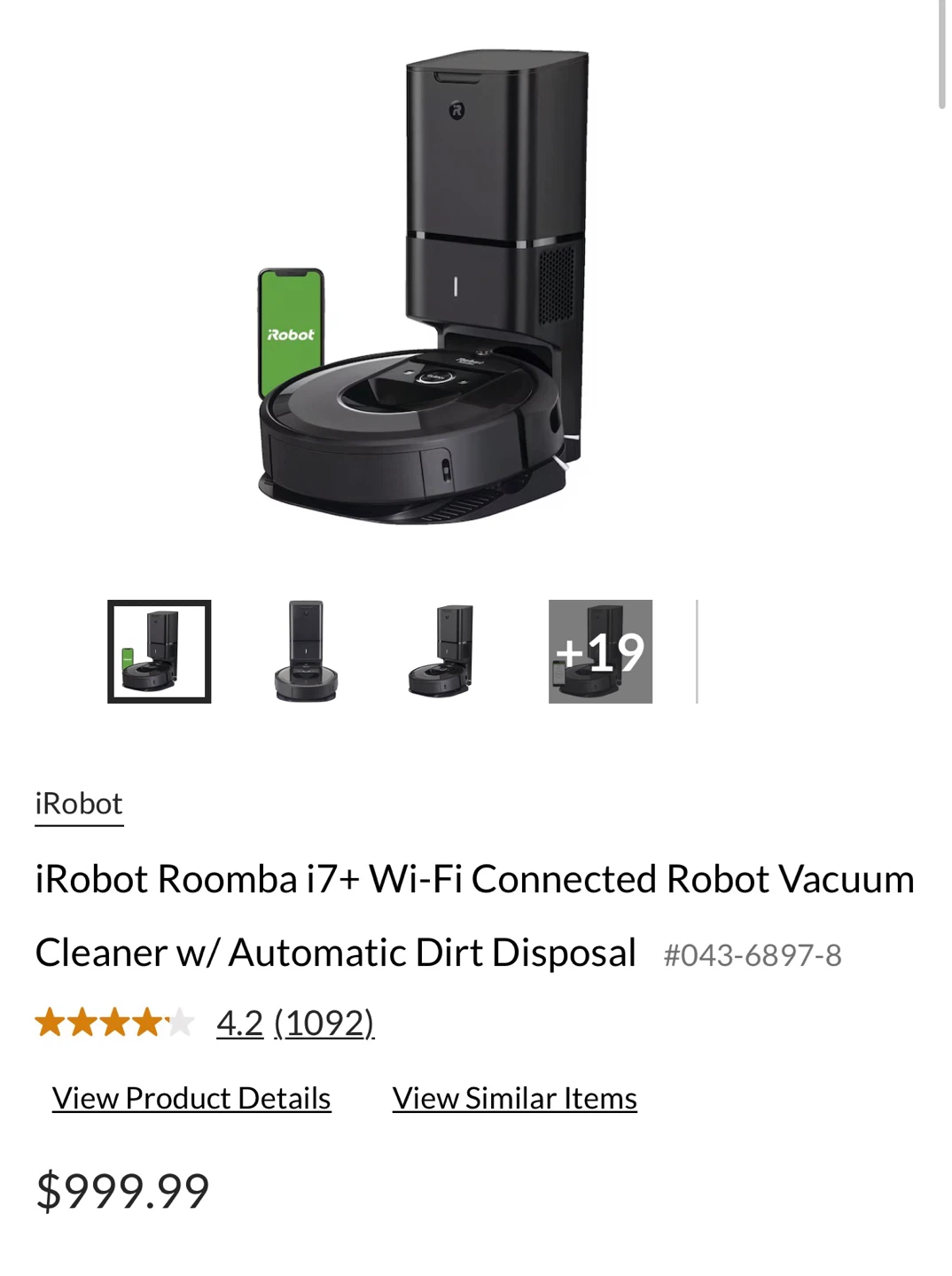 iRobot Roomba i7+ Robot Vacuum with Automatic Dirt Disposal