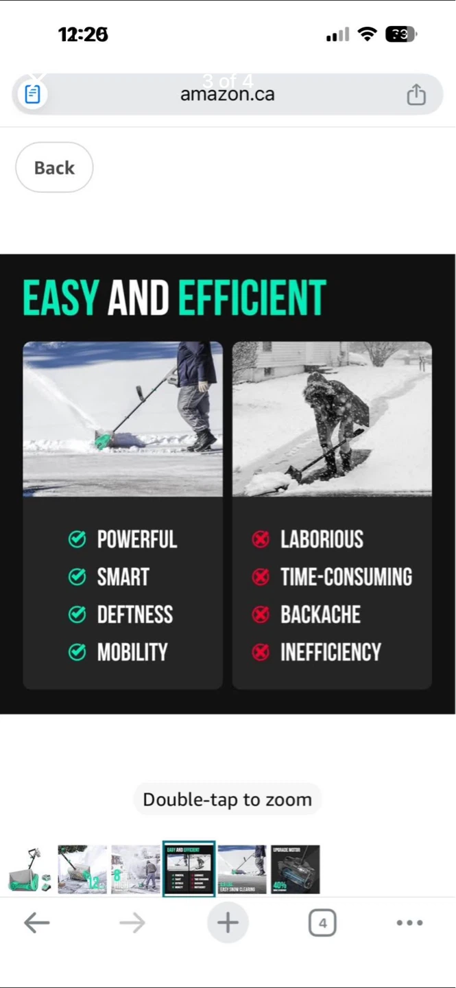Litheli Cordless Snow Shovel 20V 12-inch Battery Snow Blower - photo 3