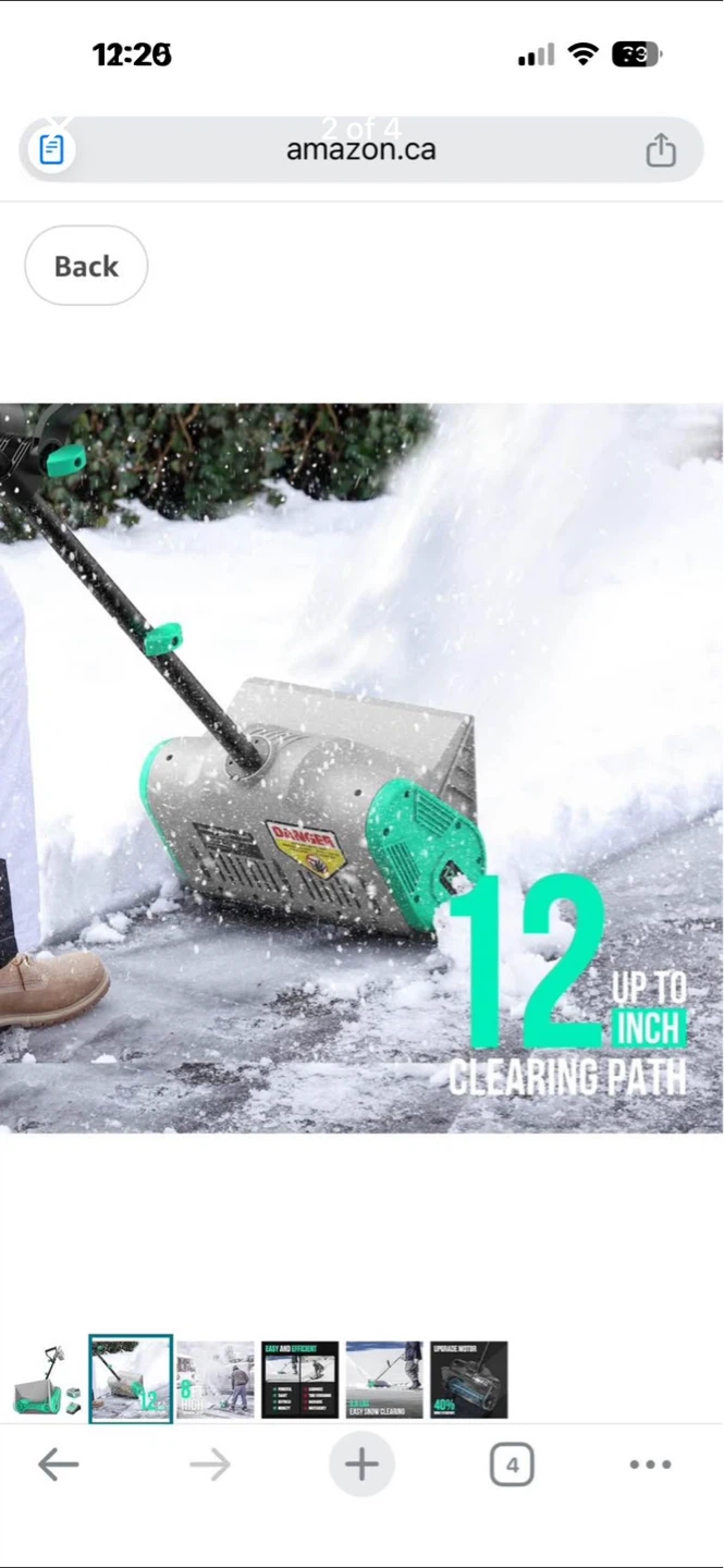 Litheli Cordless Snow Shovel 20V 12-inch Battery Snow Blower - photo 2