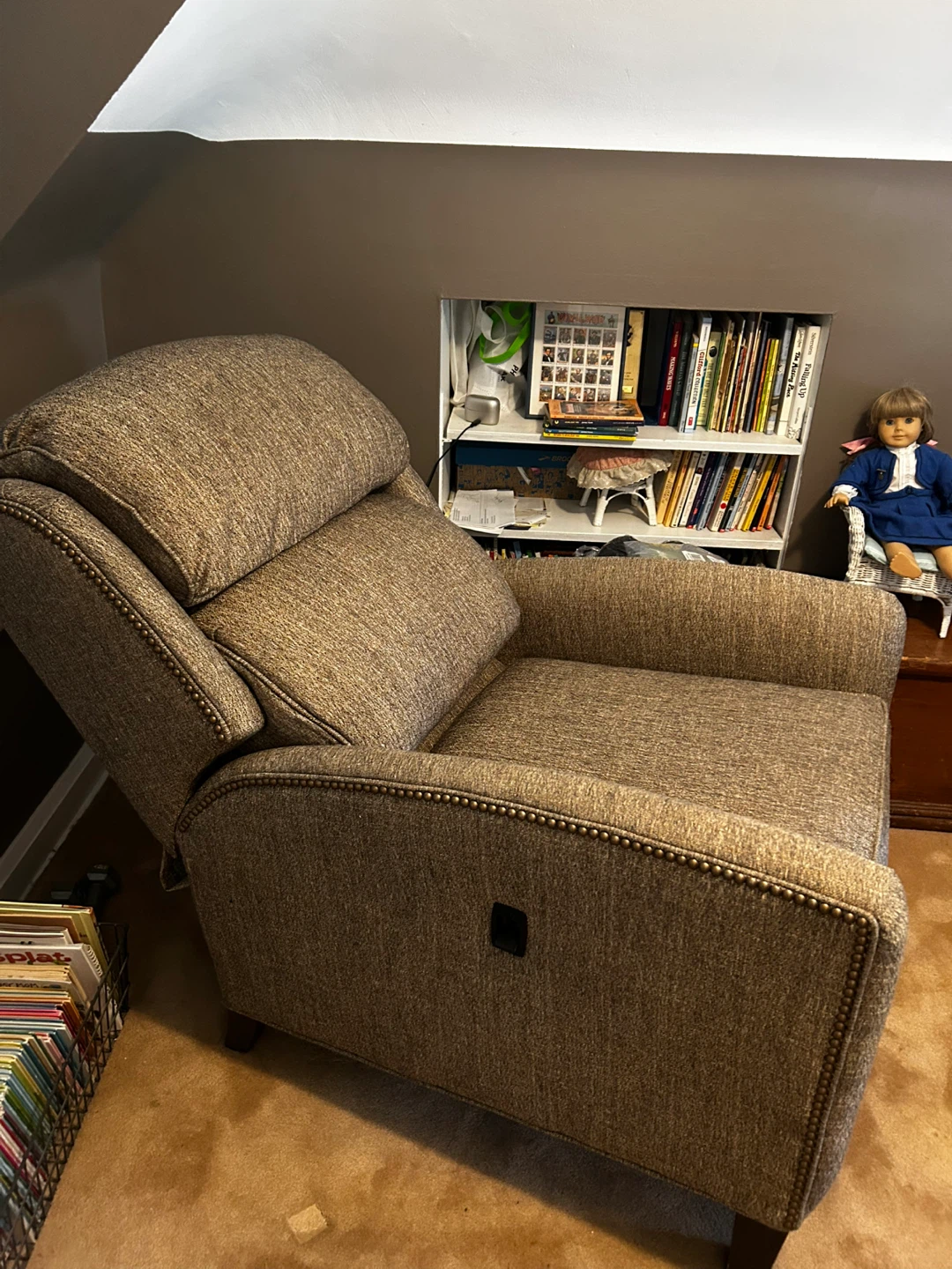 Brown Upholstered Recliner Chair