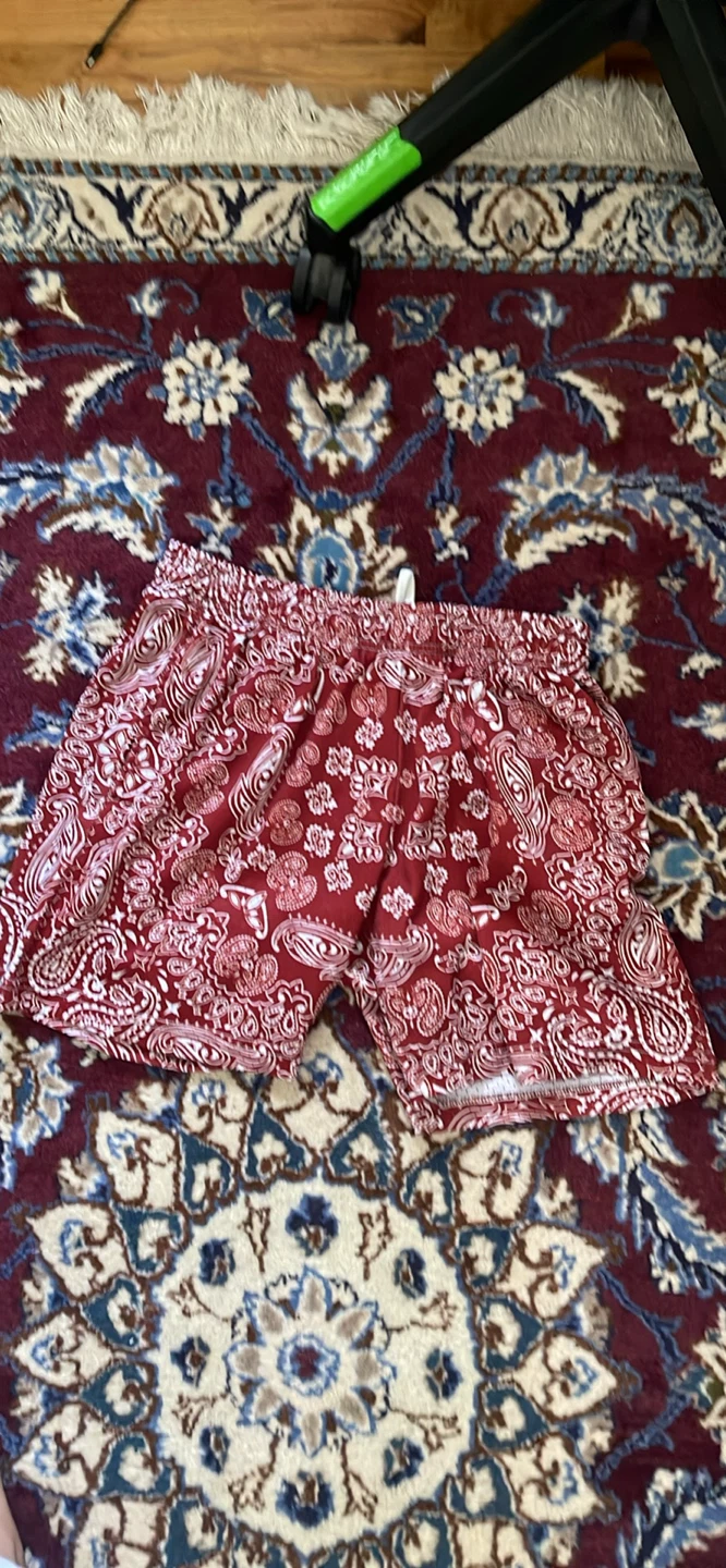 Red paisley print shorts