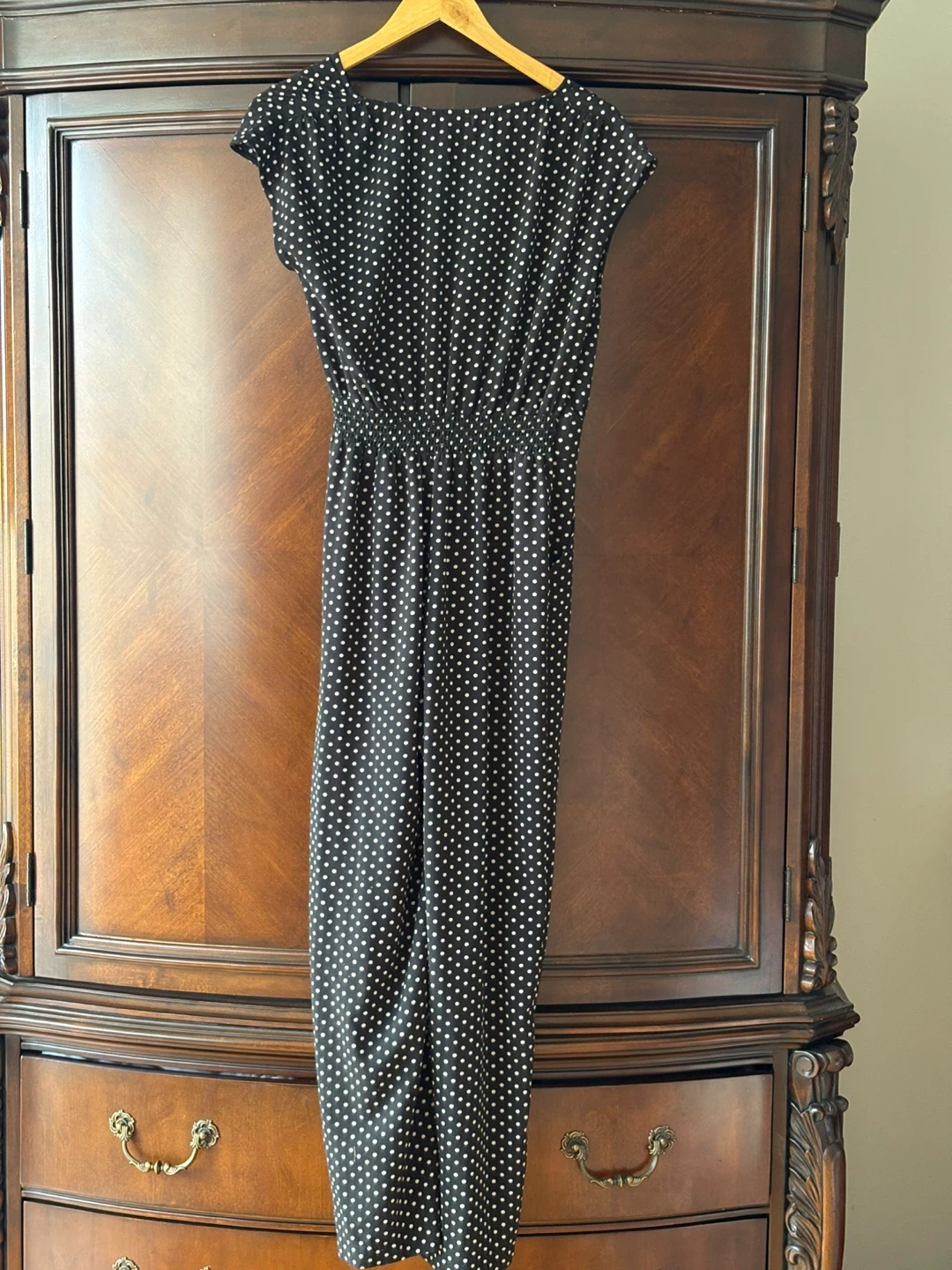 Black polka dot jumpsuit with wide legs - photo 5