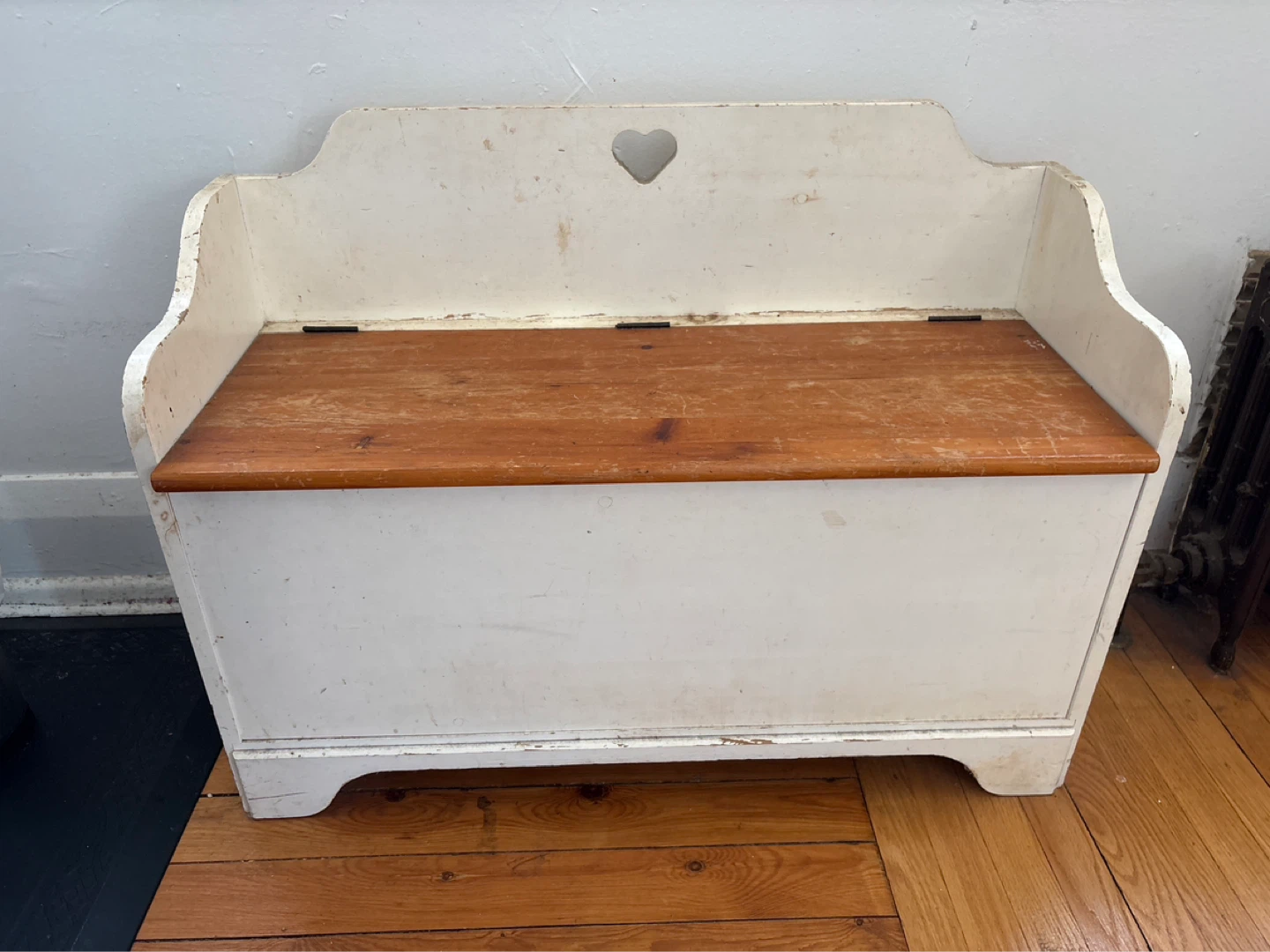 Wooden bench with storage