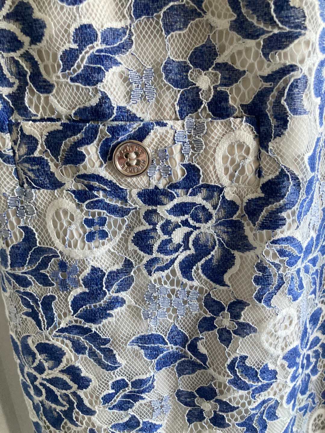 Tommy Hilfiger Blue and White Lace Dress Size 12 - photo 3