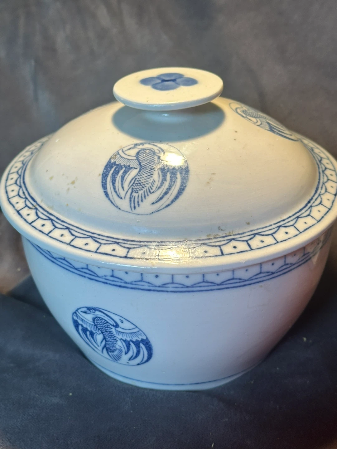 Japanese Porcelain Covered Rice Pot